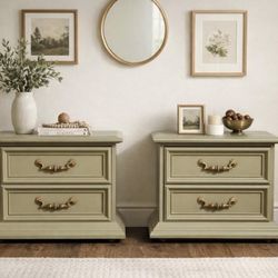 Vintage Wood Nightstands Set