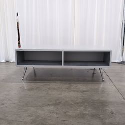 Palliser Gray Open Shelf Media Console with Chrome Legs