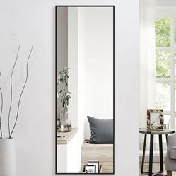 64.17 in. x 21.26 in. Oversize Modern Rectangle Oversized Black Metal Framed Full Length Standing Mirror