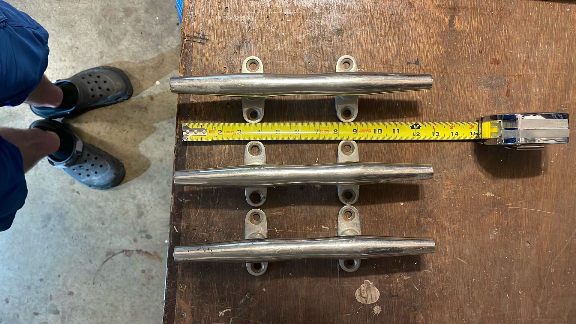 Three 12” Stainless steel boat cleats