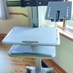 Adjustable Computer and Monitor Stand On Large Lockable Wheels