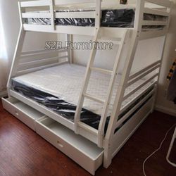 Twinfull White Bunk.bed With Ortho Included 