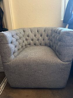 Modern Gray/Blue Tufted Chesterfield Accent Chair