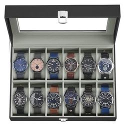 FREE 🎁 with purchase- new 12-Slot Watch Case Organizer with Large Glass Lid, Removable Pillows