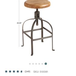 Stools (2) New Metal and Wood Adjustable Bar/Counter Height 