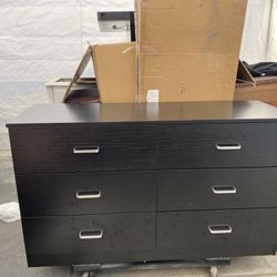 new modern 6 drawer black wood dresser