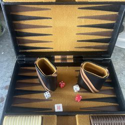 Vintage backgammon board leather briefcase 