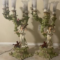 2 Vintage Rare Victorian Lamps