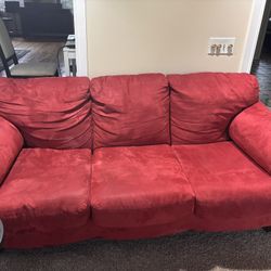 Red Fabric Sofa Couch $40
