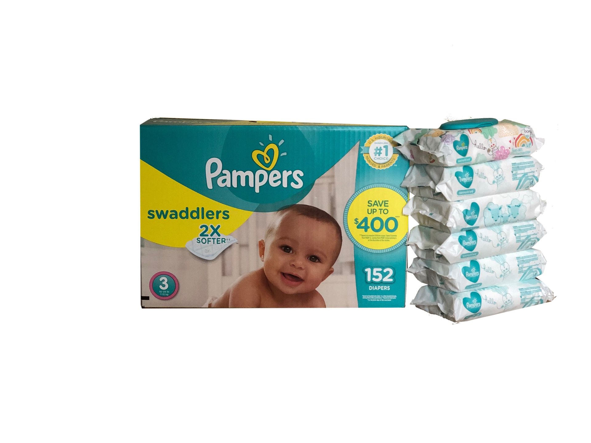 Pampers Swaddlers Diapers/Pampers Sensitive Wipes
