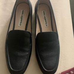 LOAFERS Black Leather Flats - Karl Lagerfeld 8.5 M 8 1/2 