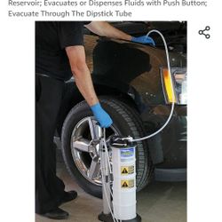 Mityvac 7201 Manual Fluid Evacuator Plus with 2.3 Gallon Reservoir; Evacuates or Dispenses Fluids with Push Button; Evacuate Through The Dipstick Tube
