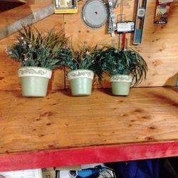 3 vintage Home Interior flower pot wall hanging planter pocket patio porch

