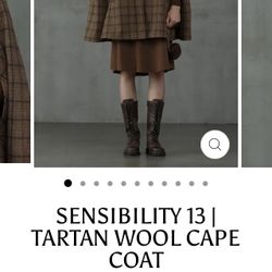 Sensibility 13 Tartan Wool Cape Coat 