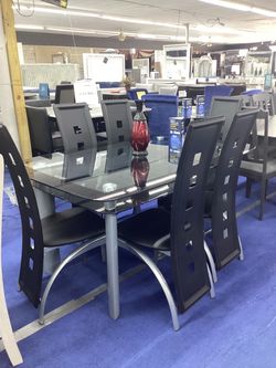Glass Top 7pcs Dinette Set | Comedor de siete piesas