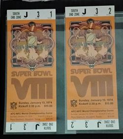 A Pair of 1974 SUPERBOWL 8 Vintage TICKETS