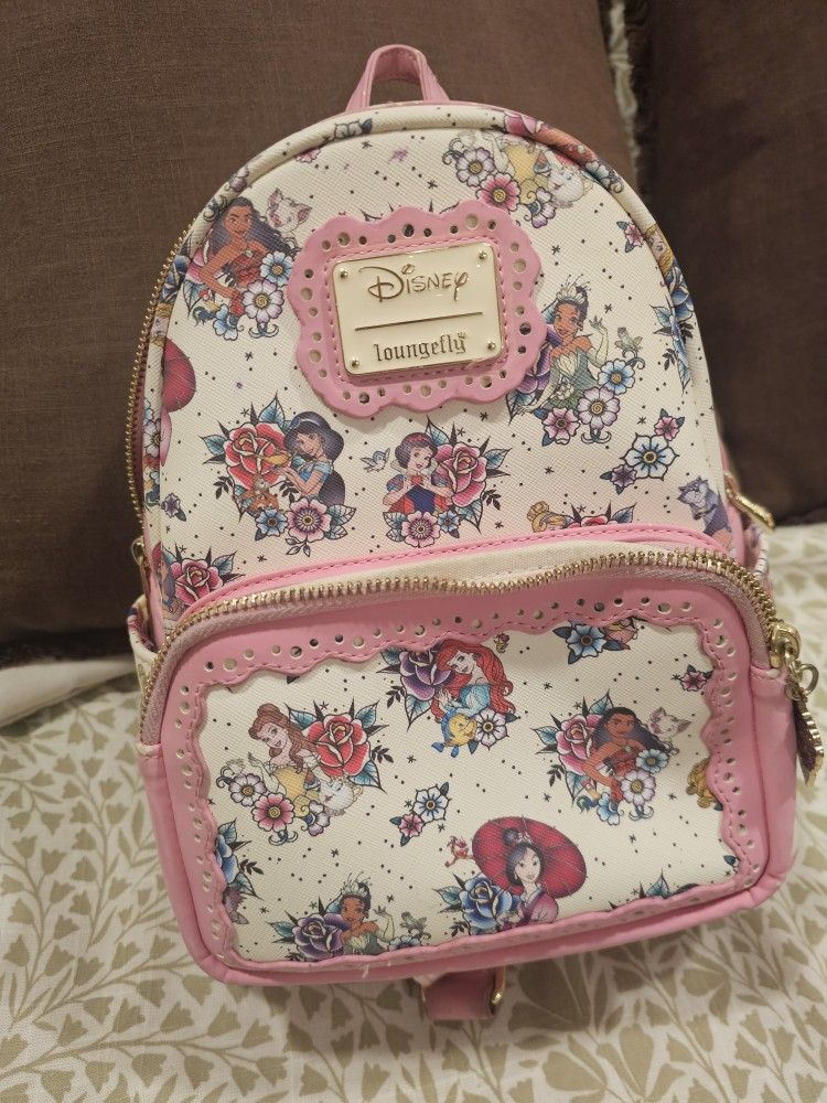 Loungefly Disney Princess Floral Tattoo Mini Backpack