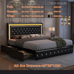 Queen Size Bed Frame With Drawers