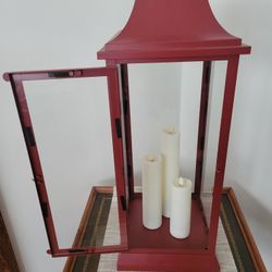 Candle Holder In Red Had Timer Candles