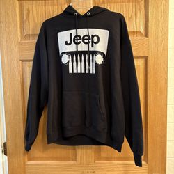 Vtg 90s Jeep Bullet Grill Hole Headlight Black Pullover Hoodie Sweatshirt Mens L