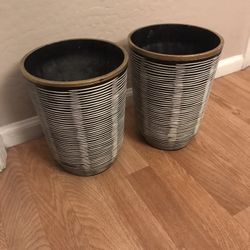 Ceramic Boho Chic Tribal Waste Baskets 2ea