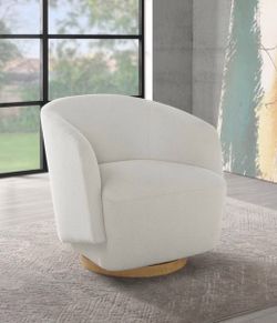 Swivel Boucle Chair, Cream