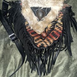 Leather Fringe Shoulder Bag Purse