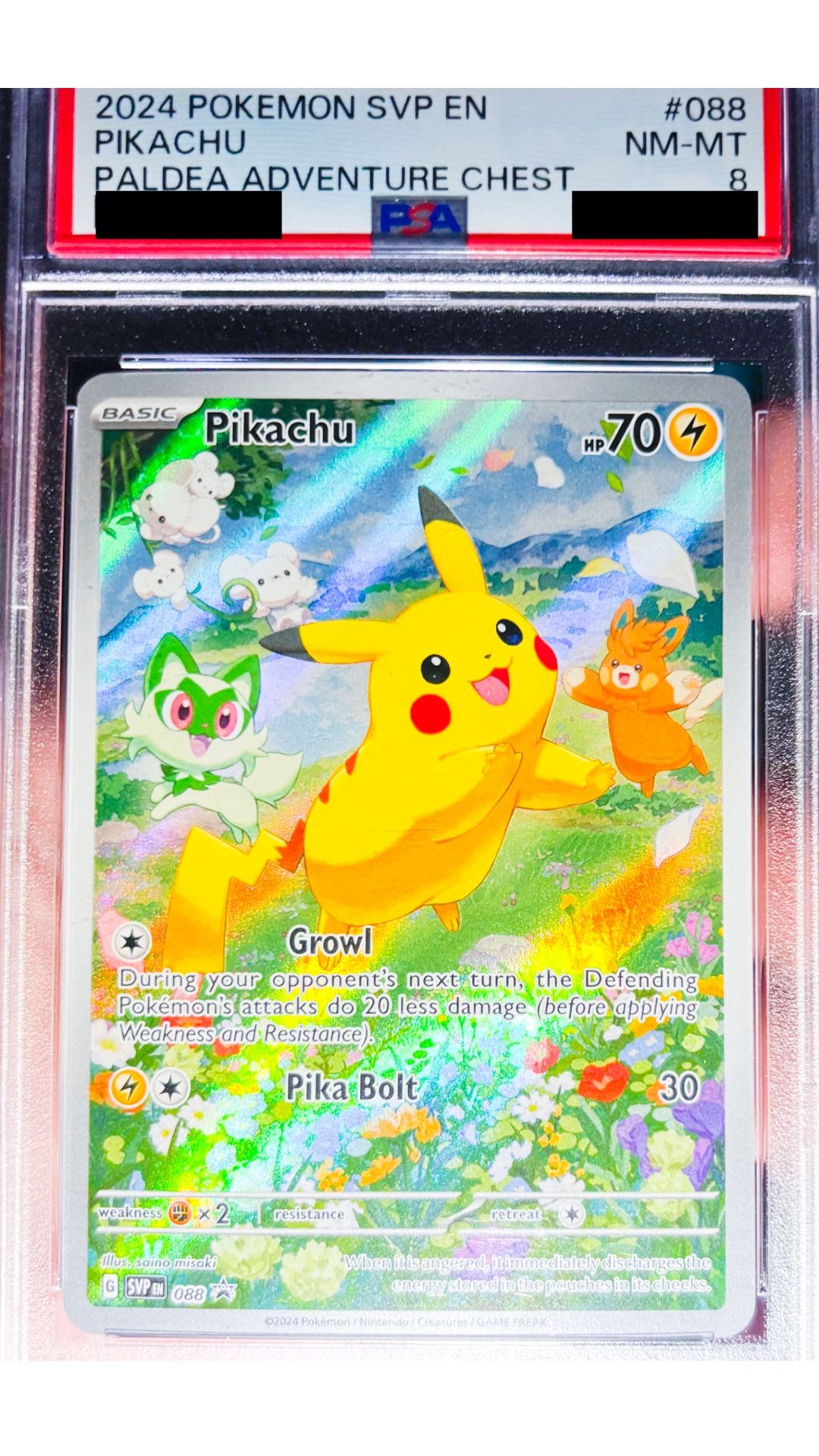 Pokémon TCG Pikachu Paldea Adventure Chest SVP 088 PSA 8 NM-MT Holo Promo Card