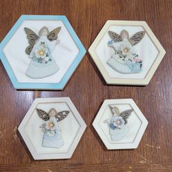 Vtg Nesting Wooden Box Painted And Handcarved Angels With Knob Intricate Design