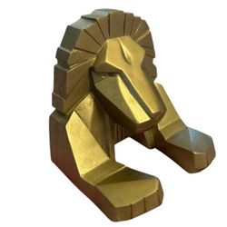 Vtg 1993 MGM Grand Hotel Opening Entrance Gold Lion Bookend Figurine Decor MCM