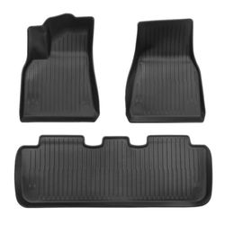 Jack Boss Floor Mats for Tesla Model Y 3PCs Accessories 2024 Floor Mats Material TPE for 5 Seater Cargo Liner Compatible with Tesla Model Y 2024 2023 