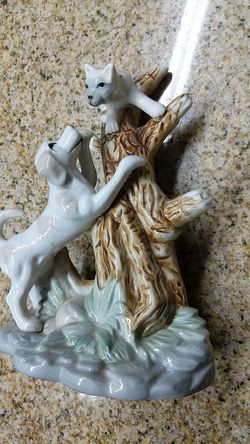 8" tall ceramic Dog n Cat