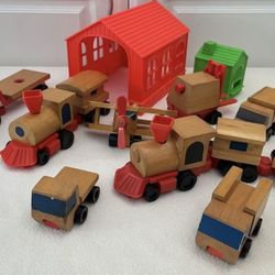 Wooden Train and Truck Toys made by Mattel In The 1970s