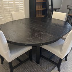 Black Distressed Dining Room Table & Chairs 