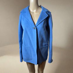 Charles Nolan New York Blue Wool Angora Coat Size 6 
