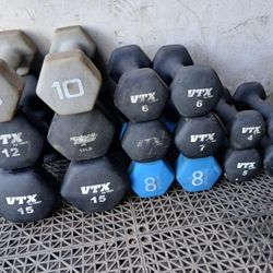 Rubber Coated Dumbbells Set Total/135lb