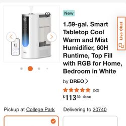 DREO COOL AND WARM MIST HUMIDIFIER