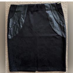 Marc New York Black Midi Skirt with Leather Details