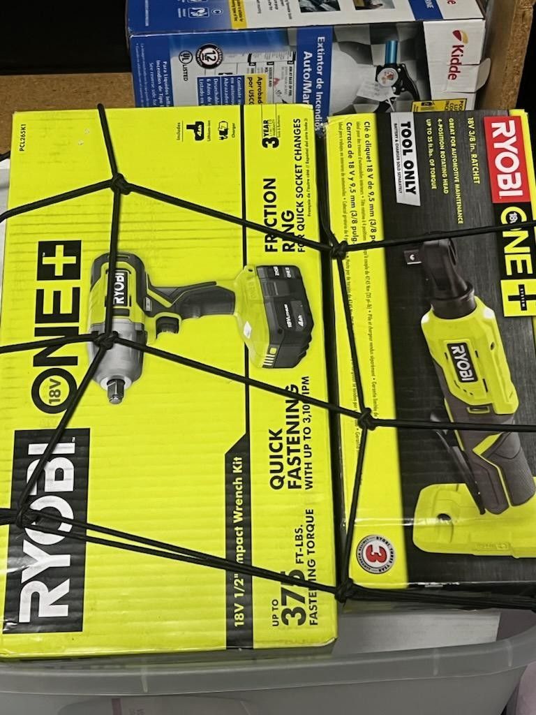 RYOBI 1/2 INCH IMPACT WRENCH KIT AND 3/8 Cordless Ratchet
