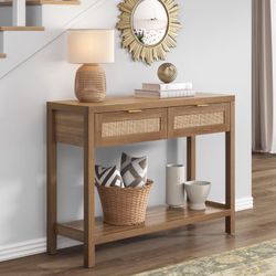 Entryway Table - Two Drawer Console with Storage Shelf - New