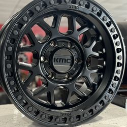 17x8.5 KMC KM549 GRS OFFROAD WHEELS BLACK FINISH 250$ PER WHEEL PAYMENT PLANS AVAILABLE 