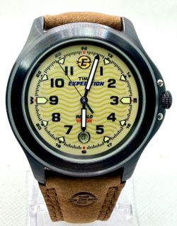NEW Timex Expedition T47012 Men’s Watch Indiglo Brown Leather 50M Date Box