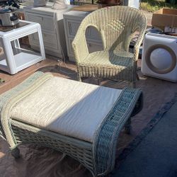 Wicker Chair And Ottoman 