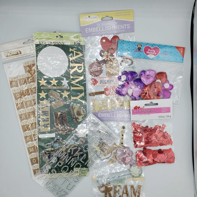 Scrapbooking Stickers Supplies Lot Army Travel Paris Love Rhinestone Letters