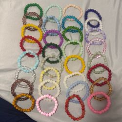 Lot of 3 Colorful Beaded Stretch Bracelets