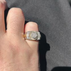 Mens Diamond Two Tone Rolex Ring 