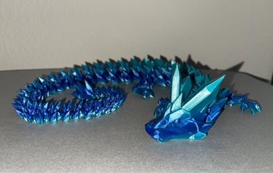 Blue 3D Printed Dragon 21”