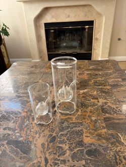 Woodard hand blown glass oil, lamps, set of two