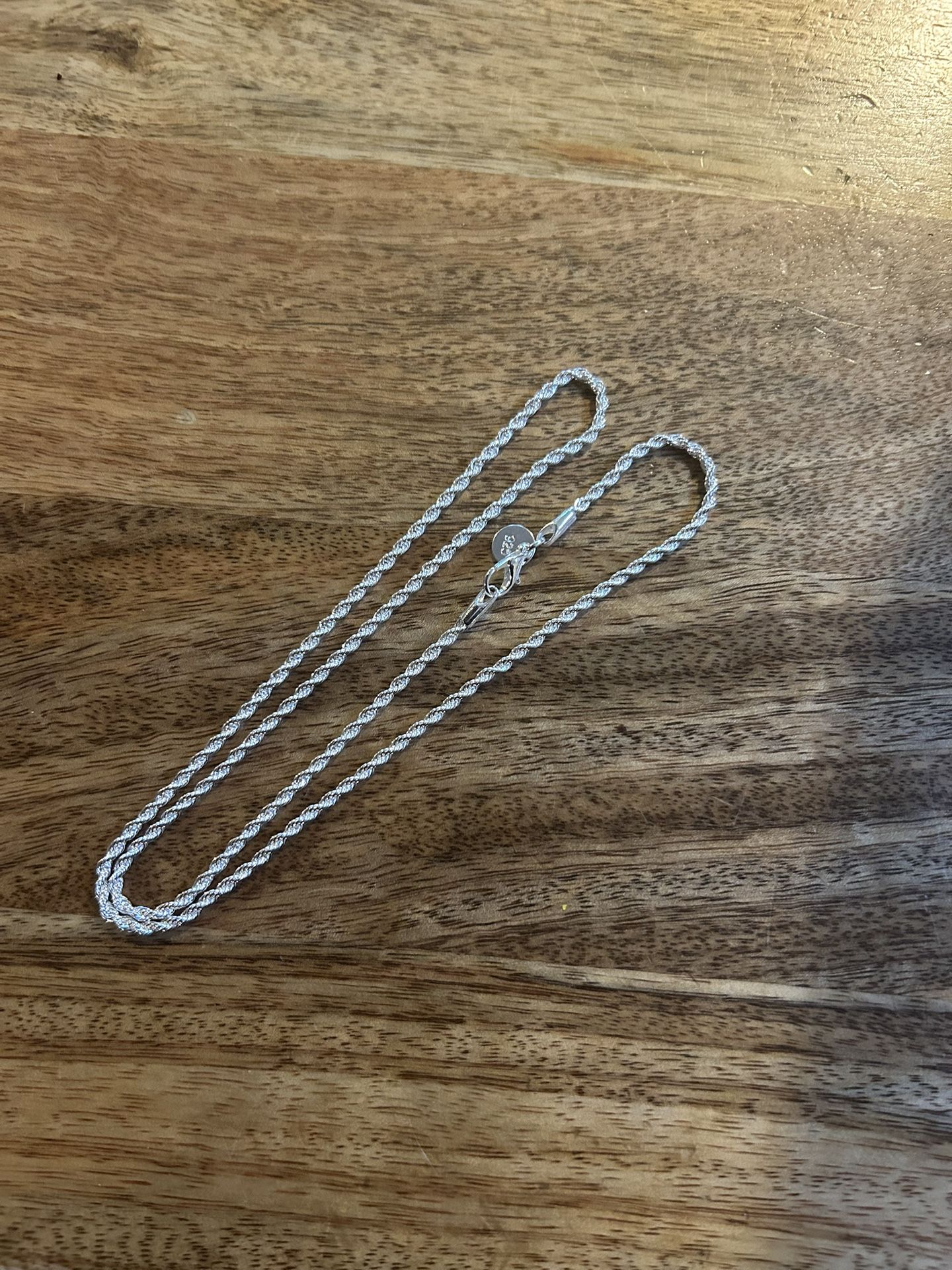 Silver Solid Rope Necklace 21” 2mm 