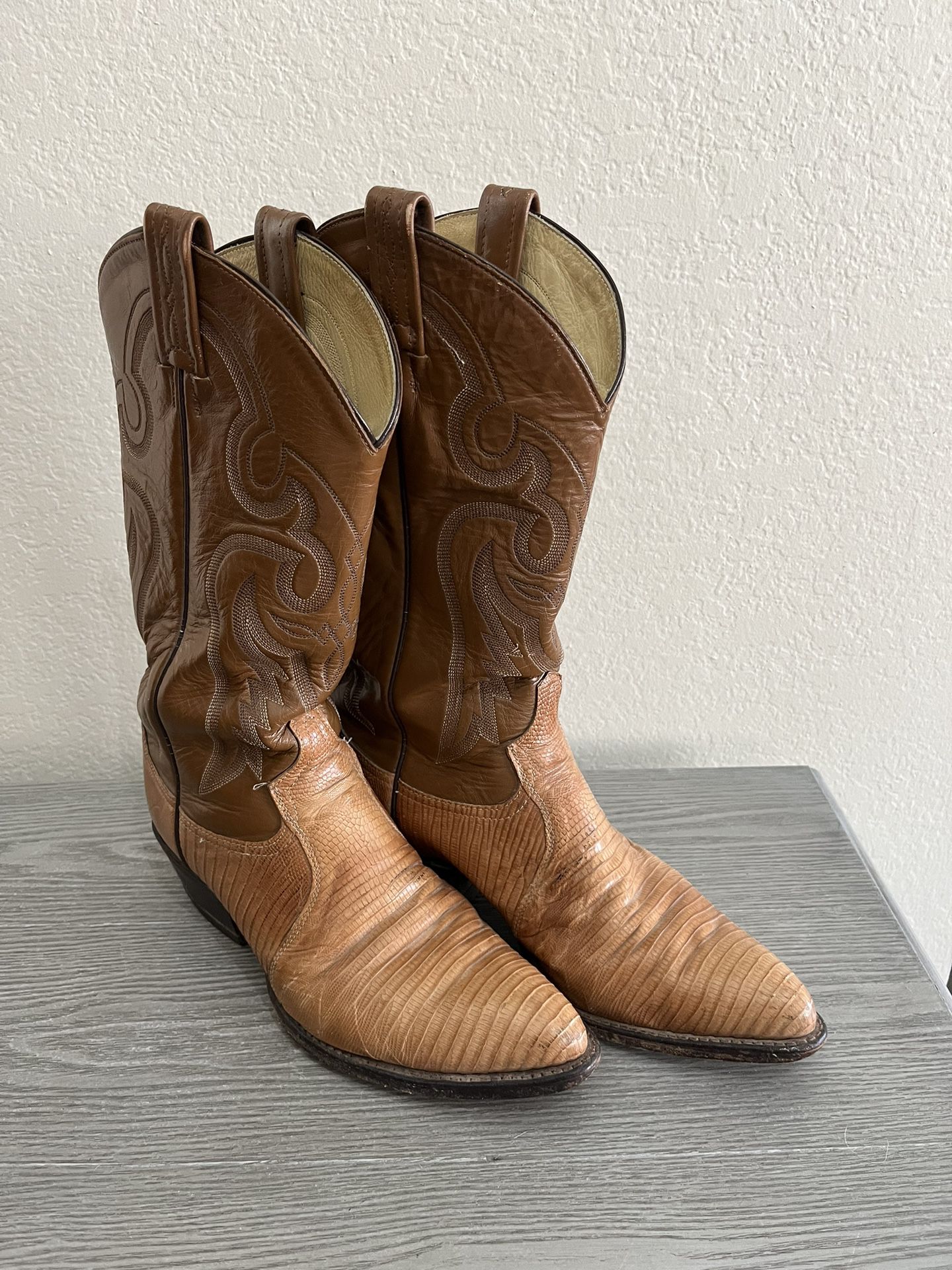 Tony Lama Teju Lizard Brown Cowboy Boots Men’s Size 8.5 D